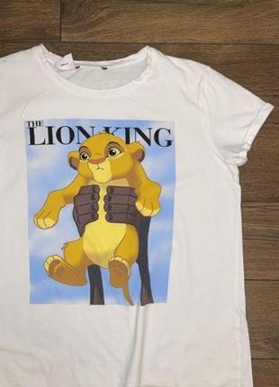 Стильная яркая коттон хлопок мультяшная белая футболка disney lion king s m2 фото