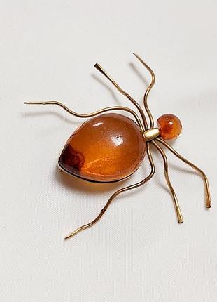 Брошка янтарна жук бурштин калінінград вінтаж2 фото