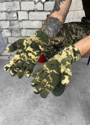 Флісові тактичні рукавички зима піксель військові перчатки зимові рукавиці2 фото