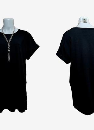 Женская чёрная футболка divided by h&m длинная футболка хлопок10 фото