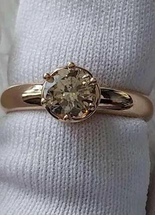 Золотое кольцо с бриллиантом 0.8 карат размер 17.5 сертификат5 фото