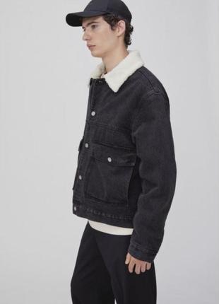 Джинсовая теплая куртка на меху h&m