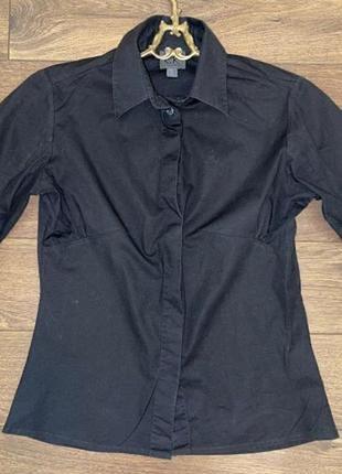 Тончайшая хлопковая черная классическая рубашка блуза "calvin klein",s оригинал1 фото