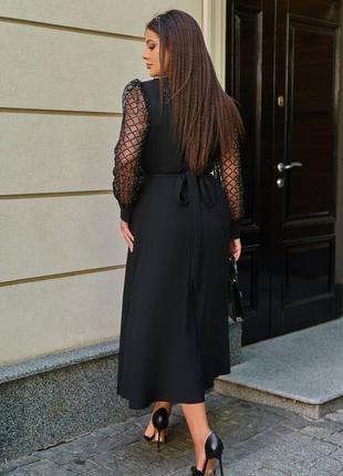 Ошатна жіноча сукня на запах з рукавами із сітки4 фото