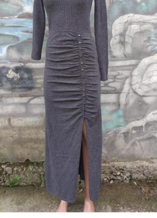 Осеннее вязаное теплое платье кашемировая шерсть8 фото