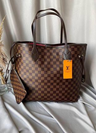 Женская сумочка louis vuitton, кожаная сумка через плечо, шоппер коричневая луи витон