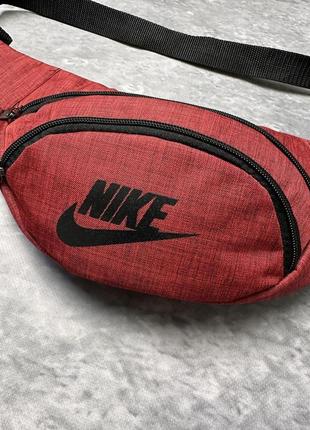 Сумка - бананка мужская, красная nike, поясная, нагрудная сумка найк