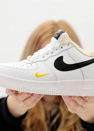 Зимние мужские кроссовки nike air force 1 winter white black (мех) 4110 фото