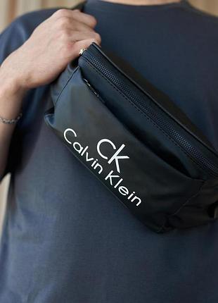 Чоловіча сумка через плече calvin klein чорна, нагрудна бананка кельвін кляйн
