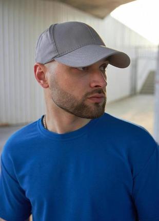 Кепка светло-серая без лого, мужская бейсболка на лето
