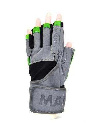 Рукавички для фітнесу madmax mfg-860 wild grey/green l2 фото