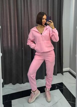 Трендовый флисовый спортивный костюм турецкий флис полар кофта на замке