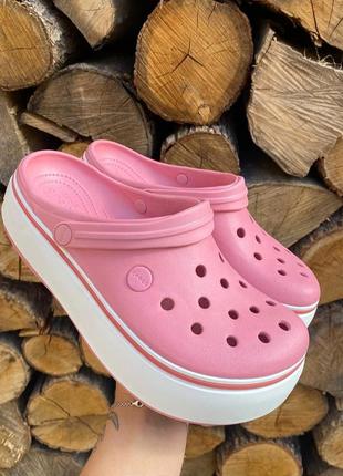 Женские crocs platform clog blossom/white розовые хит продажи