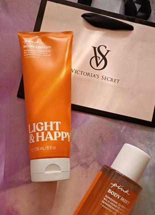 Новинка! ароматний лосьйон крем для тіла light and happy  victoria's secret виктория сикрет вікторія сікрет pink оригінал2 фото