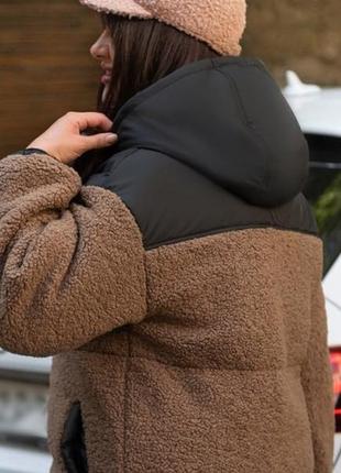 Бомбер женский деми, куртка женская демисезонная осенняя весенняя с капюшоном, батал, мокко4 фото
