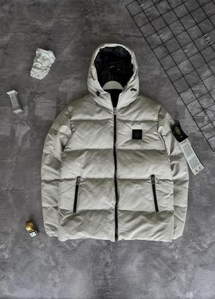 Зимний пуховик куртка с патчем stone island стон айленд