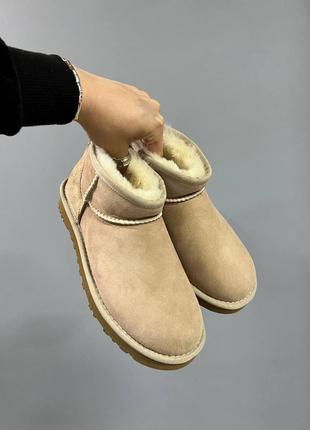 Угги замшевые зимние ❄ultra mini platform beige