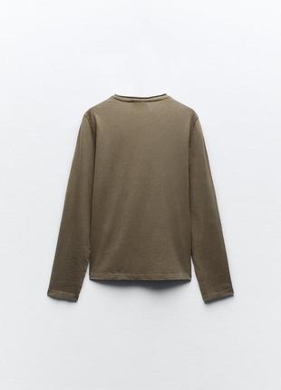 Хлопковый лонгслив с вареным эффектом zara 4424/4563 фото