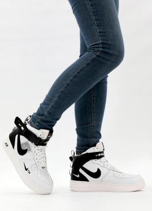 Зимние женские кроссовки nike air force 1 winter white black (мех) 36-37-38-38.5-39-40-419 фото