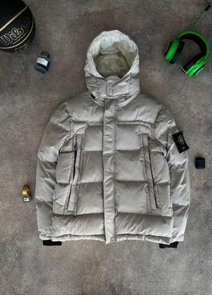 Зимний пуховик куртка с патчем stone island стон айленд