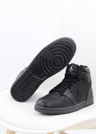 Зимние мужские кроссовки nike air jordan 1 winter black (мех) 42