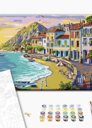 Картина по номерам 40х50 на деревянном подрамнике "приморский городок" bs51537