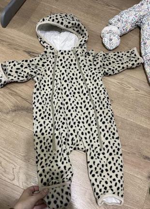 Демисезонный теплый флисовый муж комбинезон леопардовый