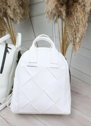 Женский стильный, качественный рюкзак для девушек из эко кожи белый2 фото