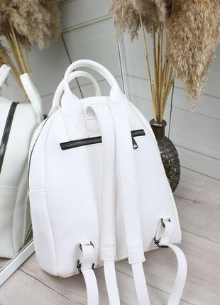 Женский стильный, качественный рюкзак для девушек из эко кожи белый7 фото