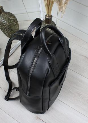 Женский стильный, качественный рюкзак для девушек из эко кожи черный4 фото