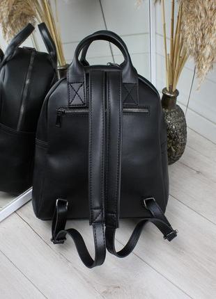 Женский стильный, качественный рюкзак для девушек из эко кожи черный6 фото