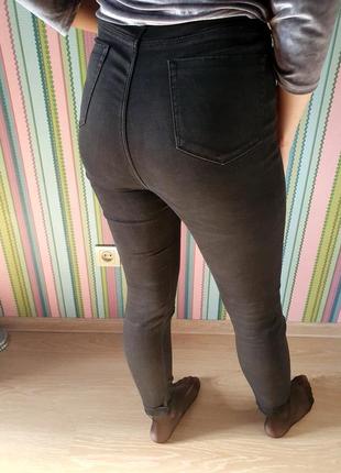 Женские чёрные джинсы с разрезами на коленях на высокой талии asos tall асос2 фото