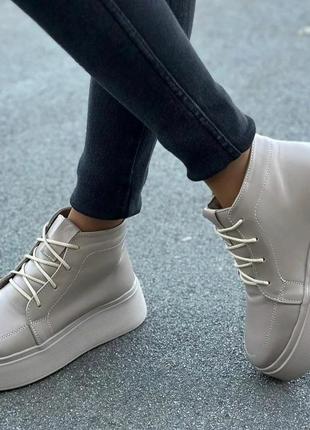 Стильные женские ботинки на платформе натуральная кожа шнуровка цвет мокко размер 39 (25,5 см) (50653)