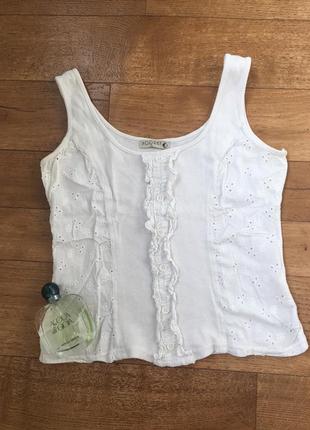 Белая майка хлопок. красивая майка. белый топ на лето. топ хлопок