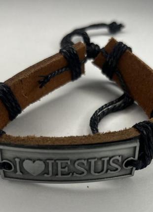 Винтажный крутой браслет на руку из искусственной кожи, jesus