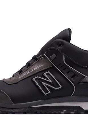 Мужские зимние кожаные кроссовки nb clasic black (в стиле)