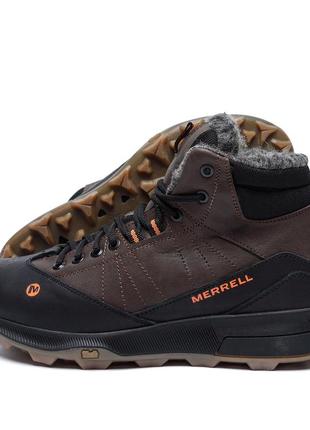 Мужские зимние кожаные ботинки merrell chocolate (в стиле)1 фото