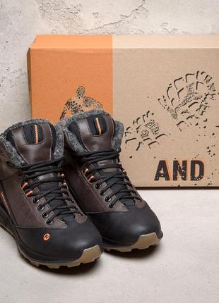 Мужские зимние кожаные ботинки merrell chocolate (в стиле)8 фото