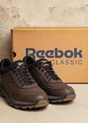 Чоловічі кросівки reebok classic chocolate (в стилі)9 фото