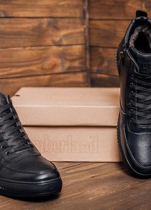 Мужские зимние кожаные ботинки timberland  black  (в стиле)8 фото