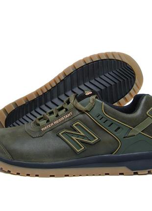 Мужские кожаные кроссовки nb clasic green (в стиле)