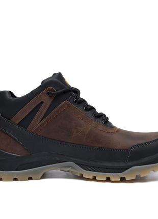 Мужские зимние кожаные ботинки е-series active drive brown (в стиле)3 фото
