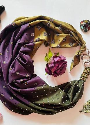 Дизайнерский платок "геометрия любви"   от бренда my scarf,  украшен натуральным камнями4 фото
