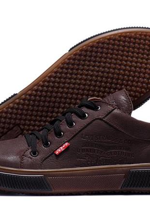 Мужские кожаные кеды levis chocolate classic  (в стиле)