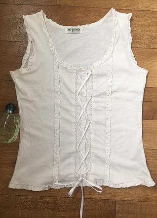 Красива белах майка. майка бавовна. блуза zoteno. блузка зі шнурівкою