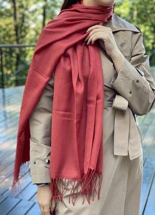 Котоновый  красно-рыжий шарф, большой женский шарф4 фото