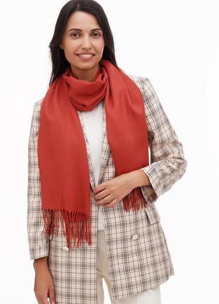 Котоновый  красно-рыжий шарф, большой женский шарф6 фото