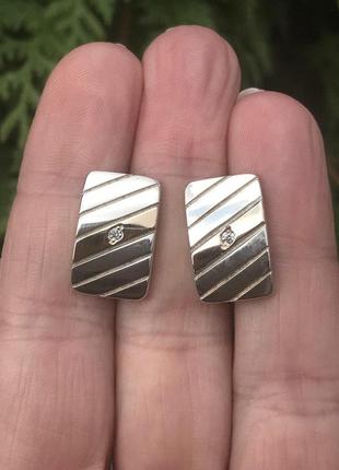 Запонки срібні із золотом 600-з, 8.182 розмір