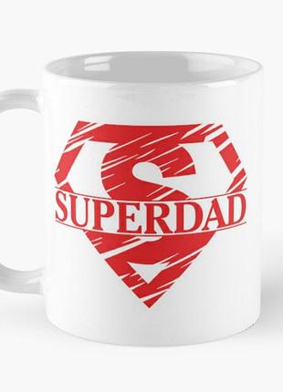 Чашка керамическая кружка с принтом super dad для папы белая 330 мл