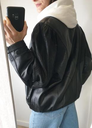 Шикарна натуральна шкіряна вінтажна подовжена куртка з анімалістичним принтом фактурою зебра вінтаж3 фото
